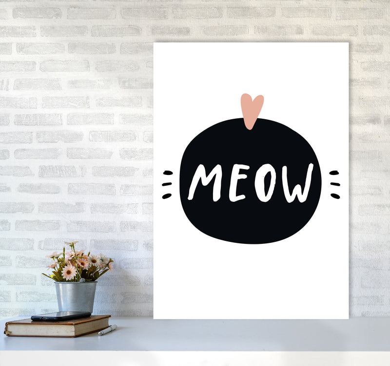 Meow Framed Typography Wall Art Print A1 Black Frame