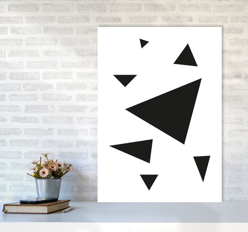 Black Abstract Triangles Modern Print A1 Black Frame