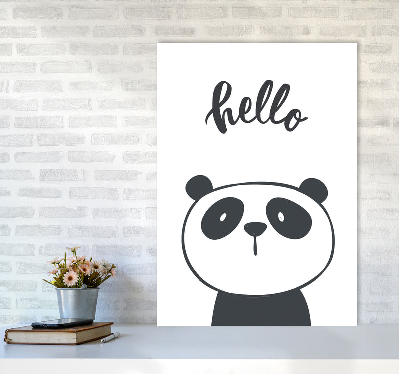 Hello Panda Modern Print Animal Art Print A1 Black Frame