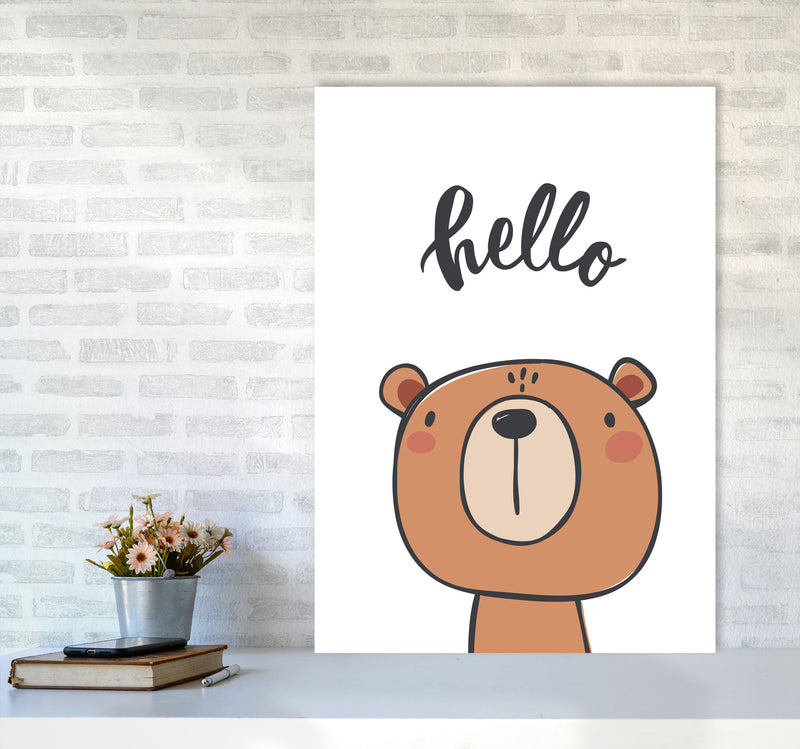 Hello Bear Modern Print Animal Art Print A1 Black Frame