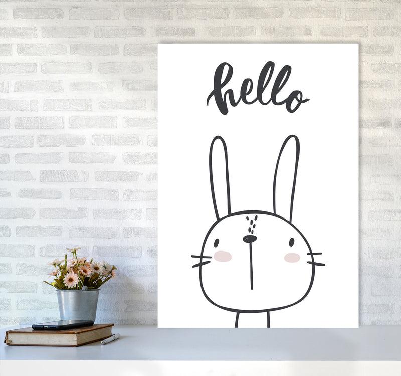 Hello Bunny Modern Print Animal Art Print A1 Black Frame