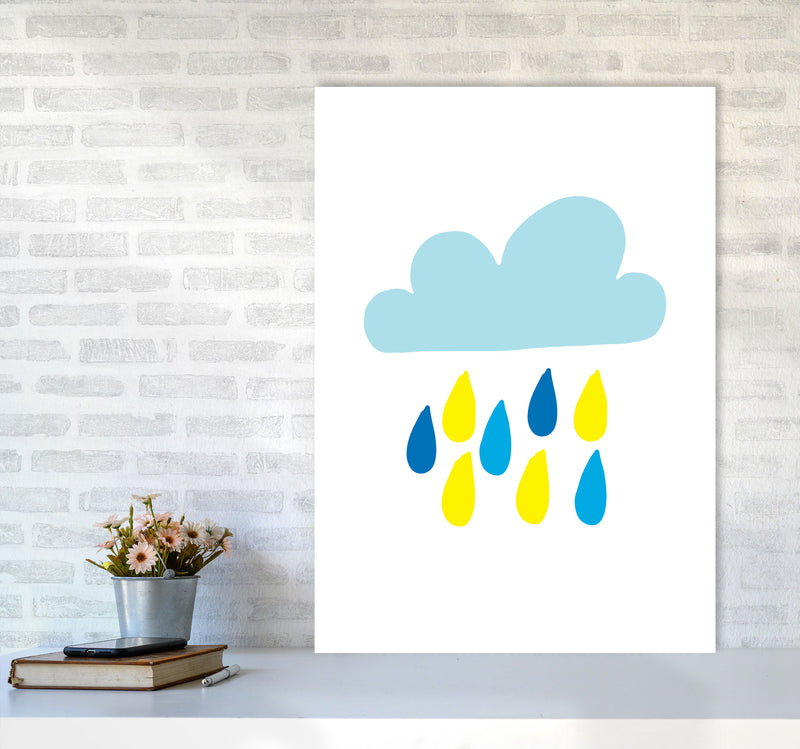 Blue Rain Cloud Modern Print A1 Black Frame