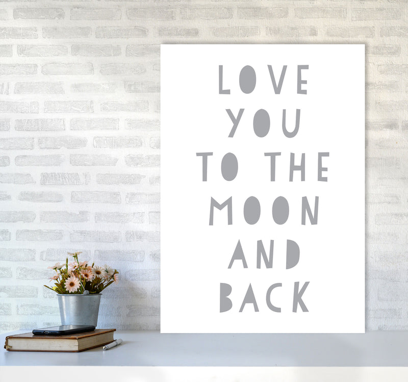 Love You To The Moon And Back Grey Framed Typography Wall Art Print A1 Black Frame