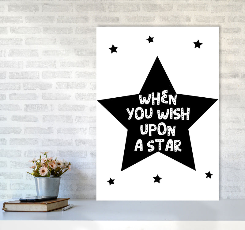 Wish Upon A Star Black Framed Nursey Wall Art Print A1 Black Frame