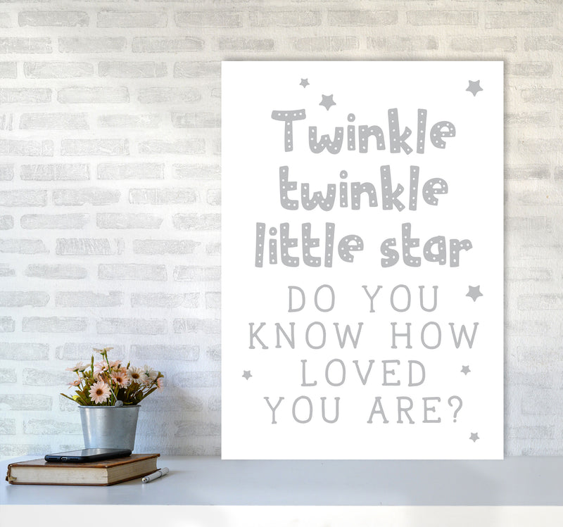 Twinkle Twinkle Little Star Grey Framed Nursey Wall Art Print A1 Black Frame