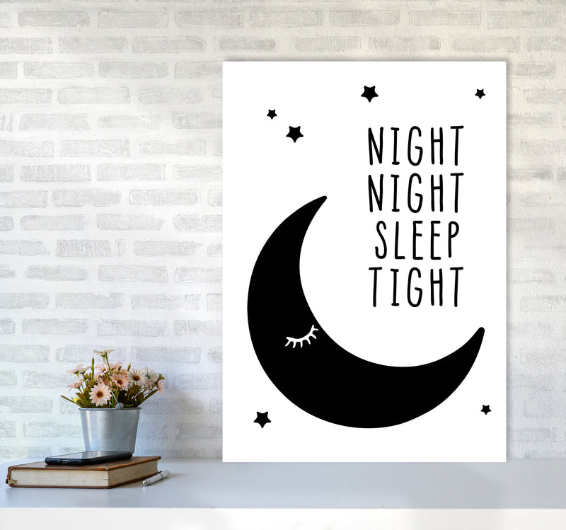 Night Night Moon Black Framed Nursey Wall Art Print A1 Black Frame