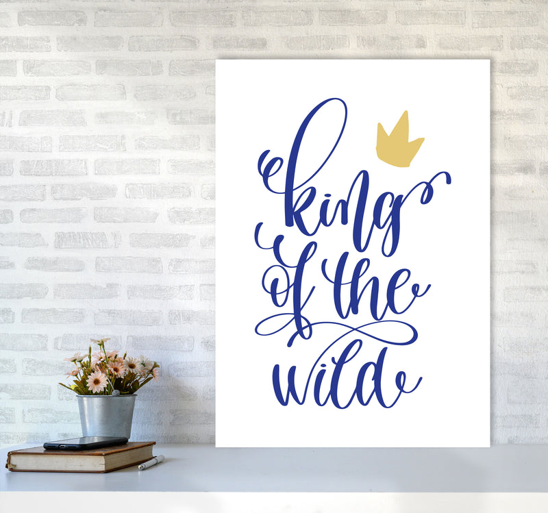 King Of The Wild Blue Framed Typography Wall Art Print A1 Black Frame