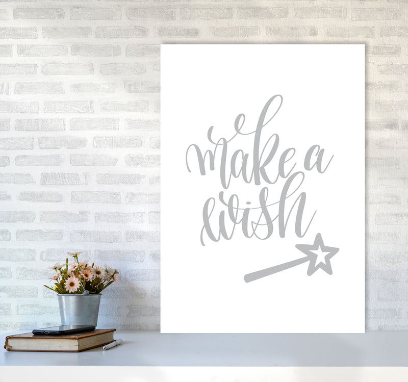 Make A Wish Grey Framed Typography Wall Art Print A1 Black Frame