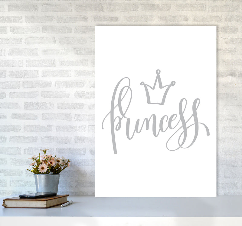 Princess Grey Framed Nursey Wall Art Print A1 Black Frame