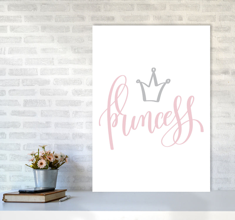 Princess Pink And Grey Framed Nursey Wall Art Print A1 Black Frame