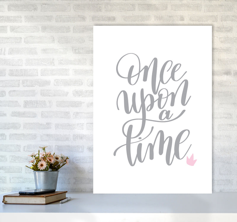 Once Upon A Time Grey Framed Typography Wall Art Print A1 Black Frame