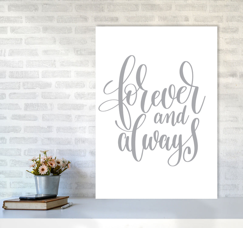 Forever And Always Grey Framed Typography Wall Art Print A1 Black Frame