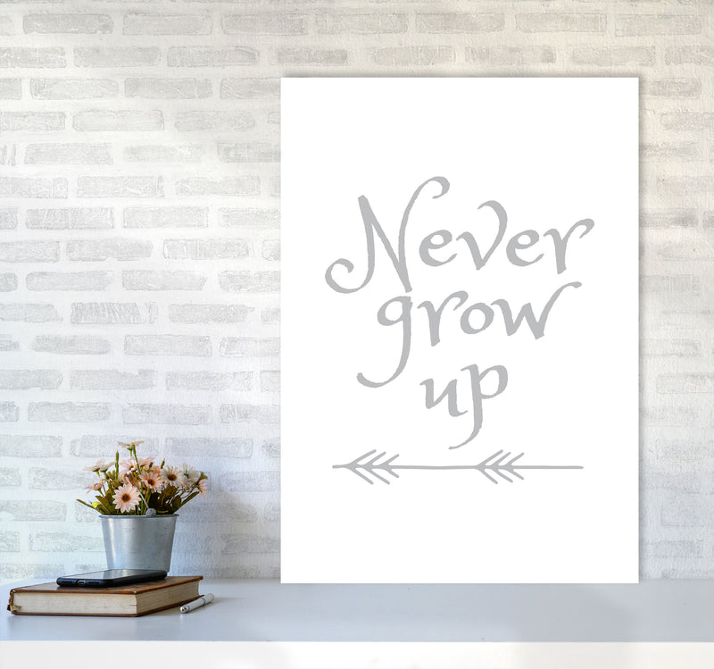 Never Grow Up Grey Framed Typography Wall Art Print A1 Black Frame