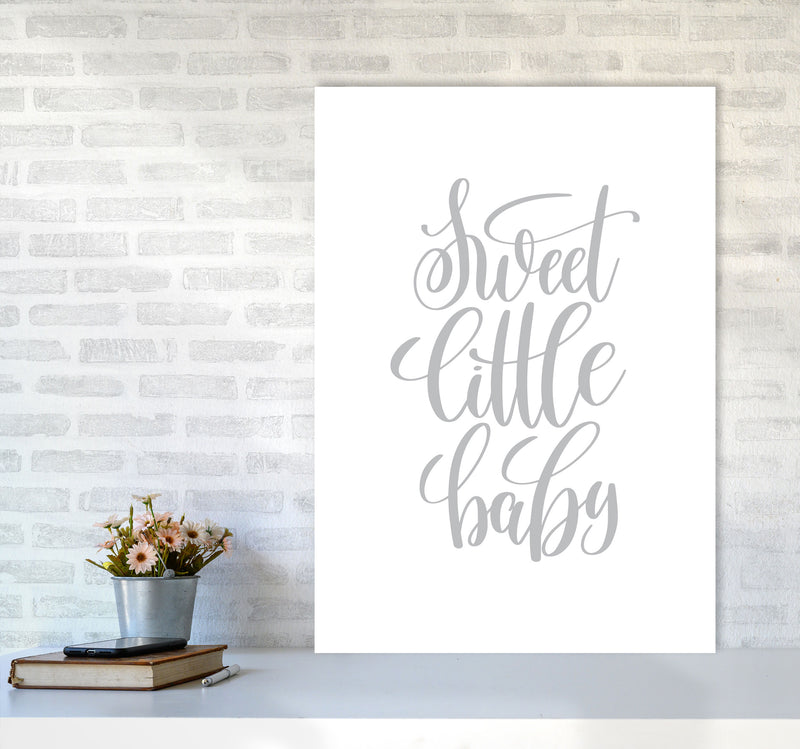 Sweet Little Baby Grey Framed Nursey Wall Art Print A1 Black Frame