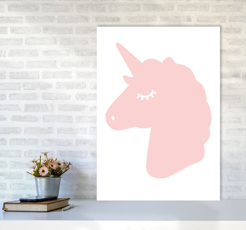Pink Unicorn Head Modern Print Animal Art Print A1 Black Frame