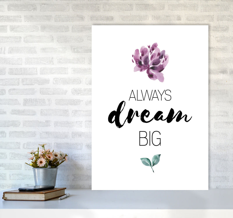 Always Dream Big Purple Floral Framed Typography Wall Art Print A1 Black Frame