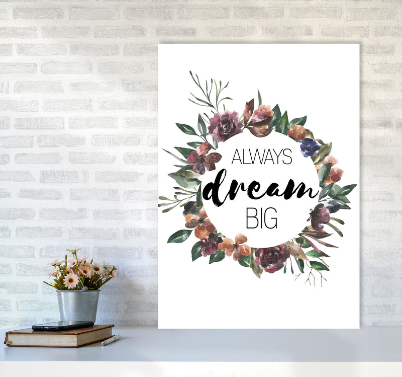 Always Dream Big Mixed Floral Framed Typography Wall Art Print A1 Black Frame