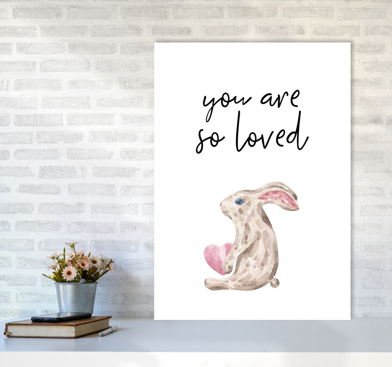 Bunny You Are So Loved Framed Nursey Wall Art Print A1 Black Frame