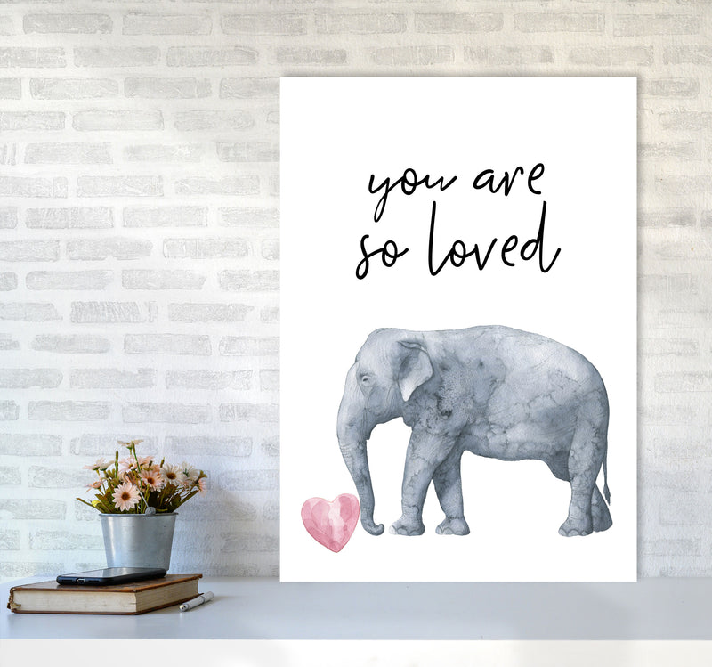 Elephant You Are So Loved Framed Nursey Wall Art Print A1 Black Frame