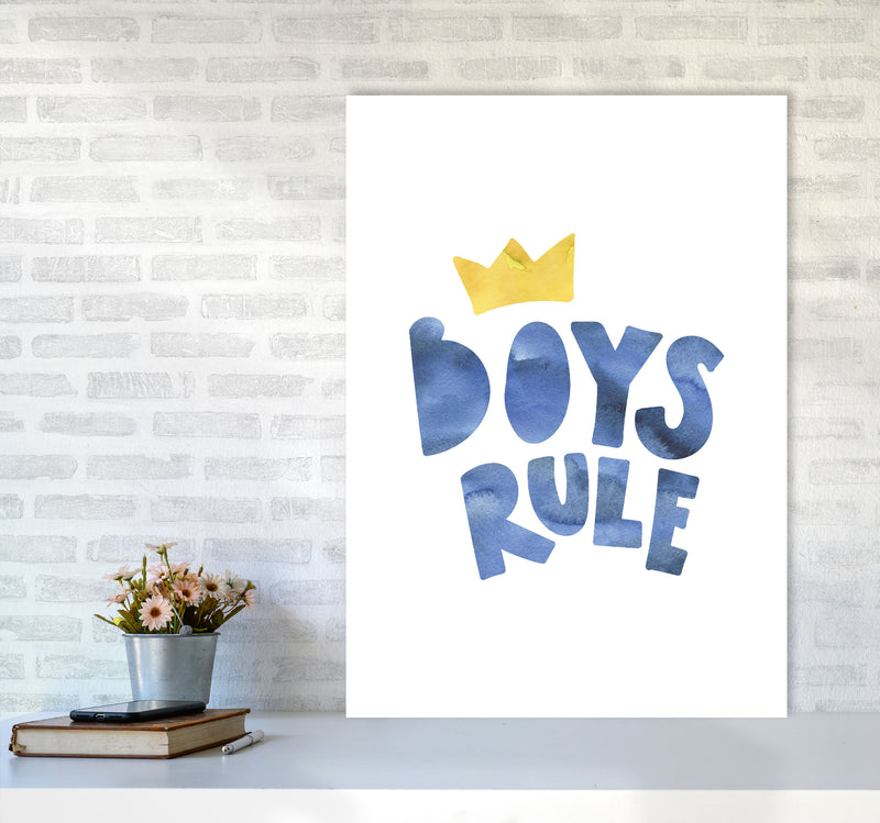 Boys Rule Watercolour Framed Nursey Wall Art Print A1 Black Frame