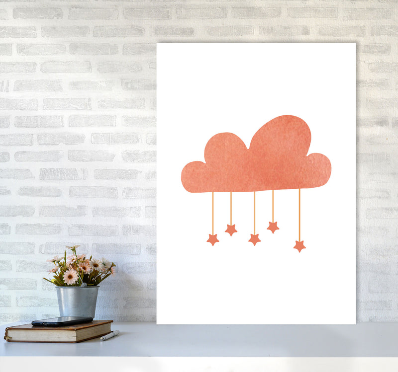 Peach Cloud Watercolour Modern Print A1 Black Frame