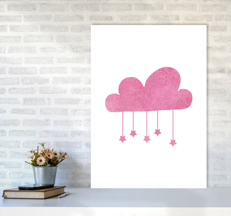Pink Cloud Watercolour Modern Print A1 Black Frame