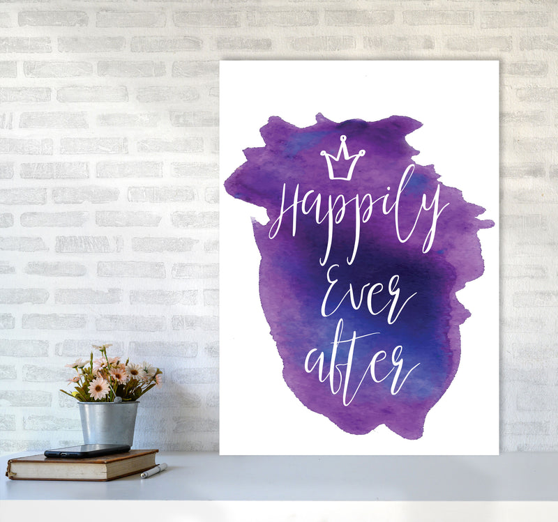 Happily Ever After Purple Watercolour Modern Print A1 Black Frame