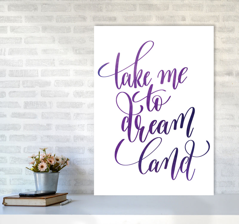 Take Me To Dreamland Purple Watercolour Modern Print A1 Black Frame