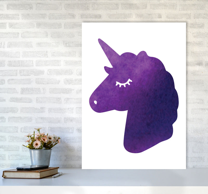 Unicorn Purple Silhouette Watercolour Modern Print A1 Black Frame
