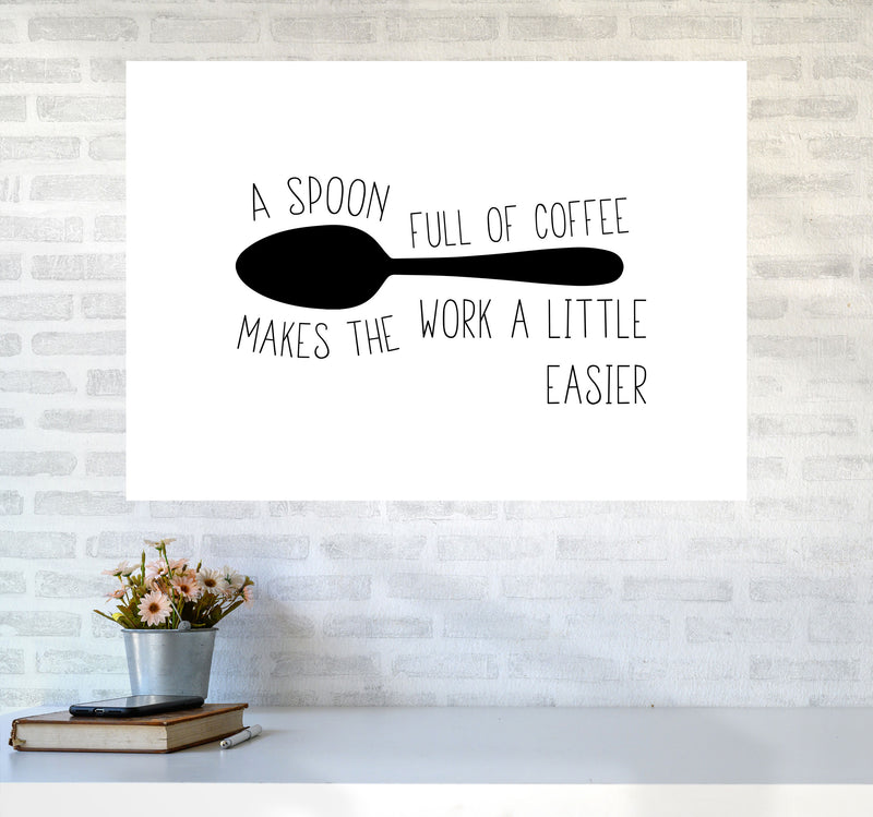 A Spoon Full Of Coffee Modern Print, Framed Kitchen Wall Art A1 Black Frame