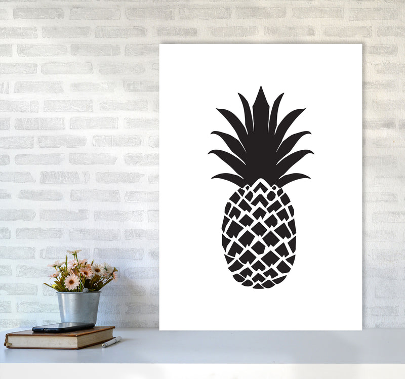 Black Pineapple 2 Modern Print, Framed Kitchen Wall Art A1 Black Frame