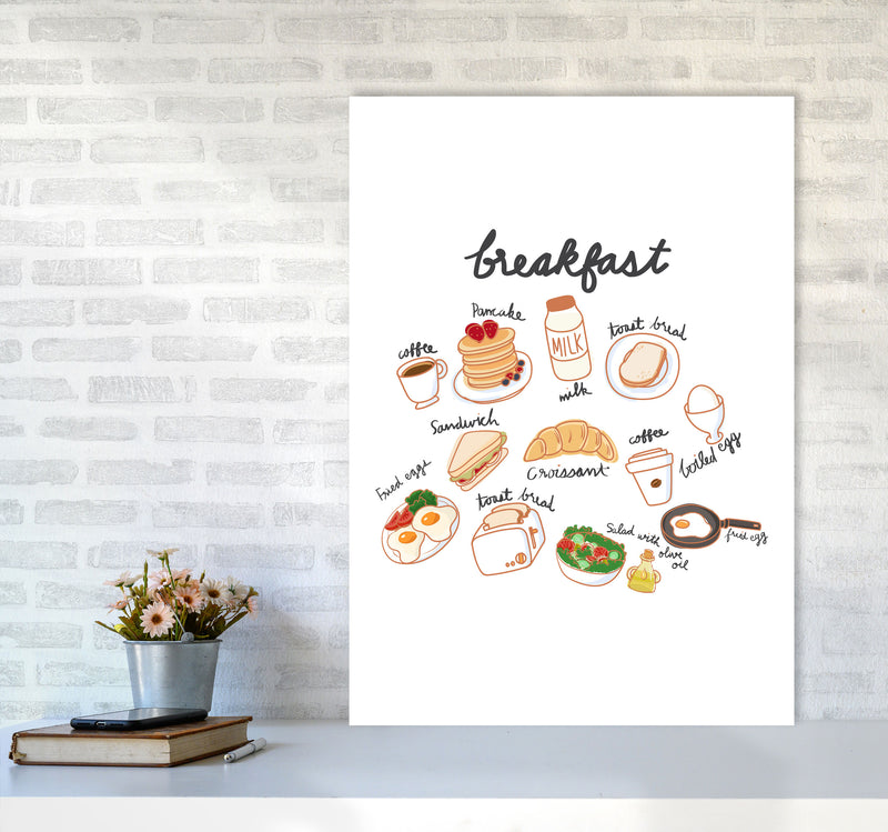 Breakfast Collection Portrait Modern Print, Framed Kitchen Wall Art A1 Black Frame