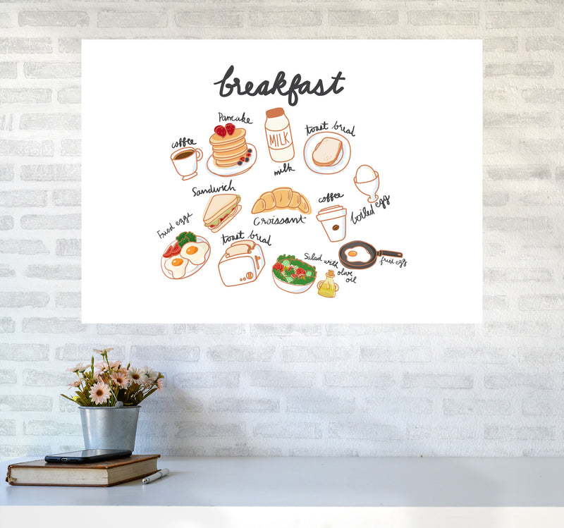 Breakfast Collection Landscape Modern Print, Framed Kitchen Wall Art A1 Black Frame