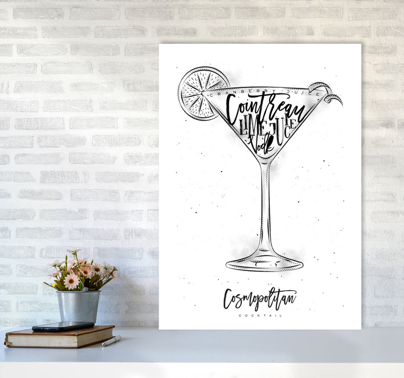 Cosmopolitan Cocktail Modern Print, Framed Kitchen Wall Art A1 Black Frame