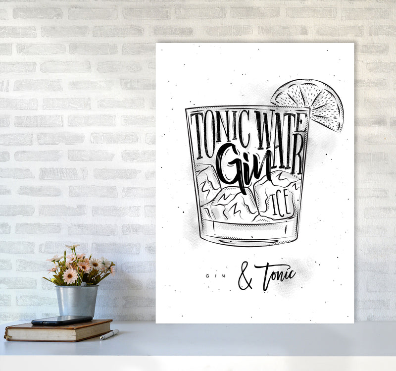 Gin And Tonic Modern Print, Framed Kitchen Wall Art A1 Black Frame