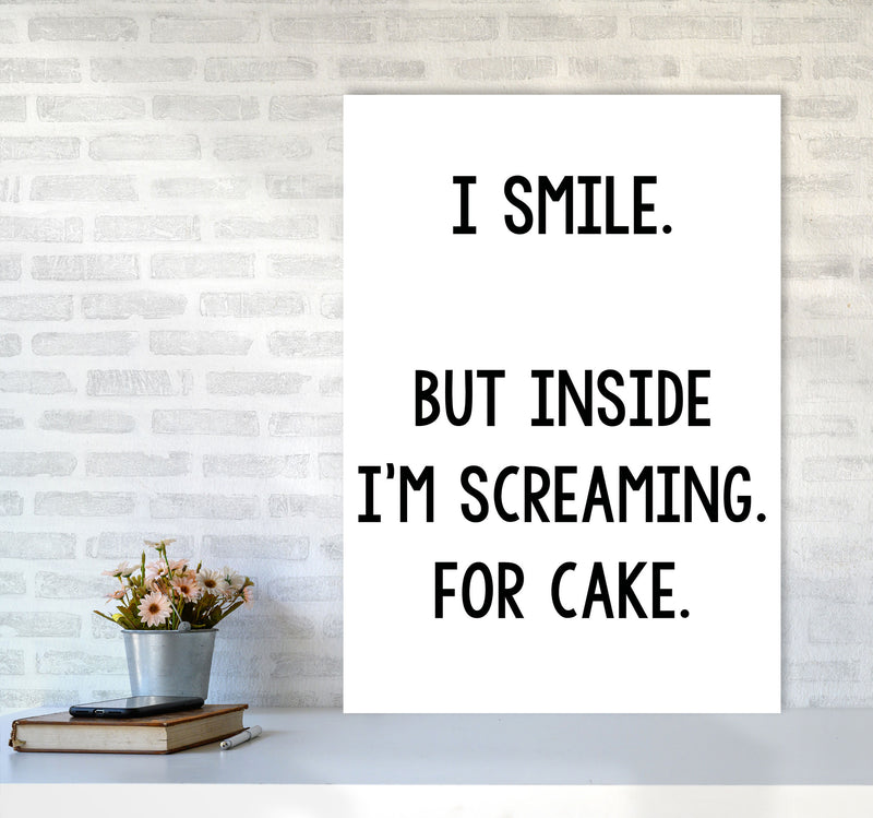 Screaming For Cake Modern Print, Framed Kitchen Wall Art A1 Black Frame
