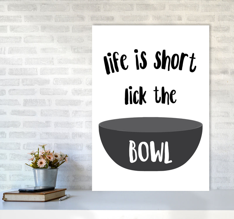 Lick The Bowl Modern Print, Framed Kitchen Wall Art A1 Black Frame