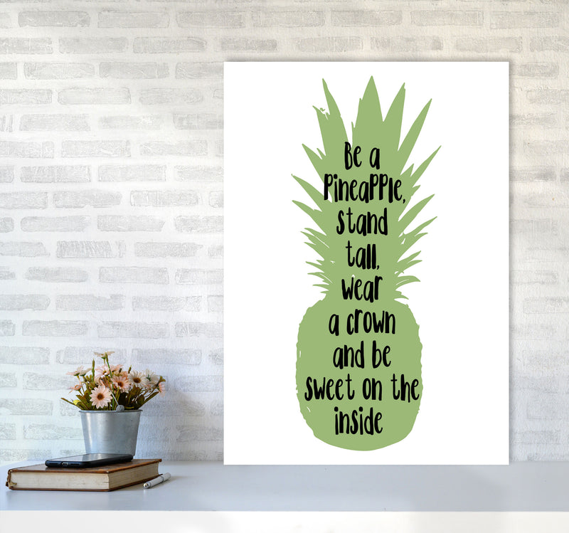 Be A Pineapple Green Framed Typography Wall Art Print A1 Black Frame