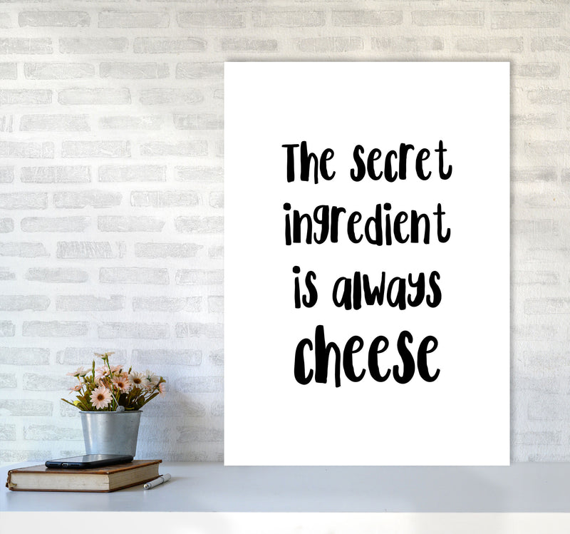 The Secret Ingredient Is Always Cheese Modern Print, Framed Kitchen Wall Art A1 Black Frame