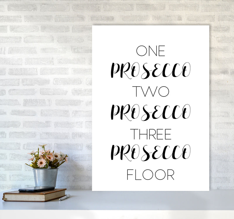 One Prosecco Two Prosecco Modern Print, Framed Kitchen Wall Art A1 Black Frame