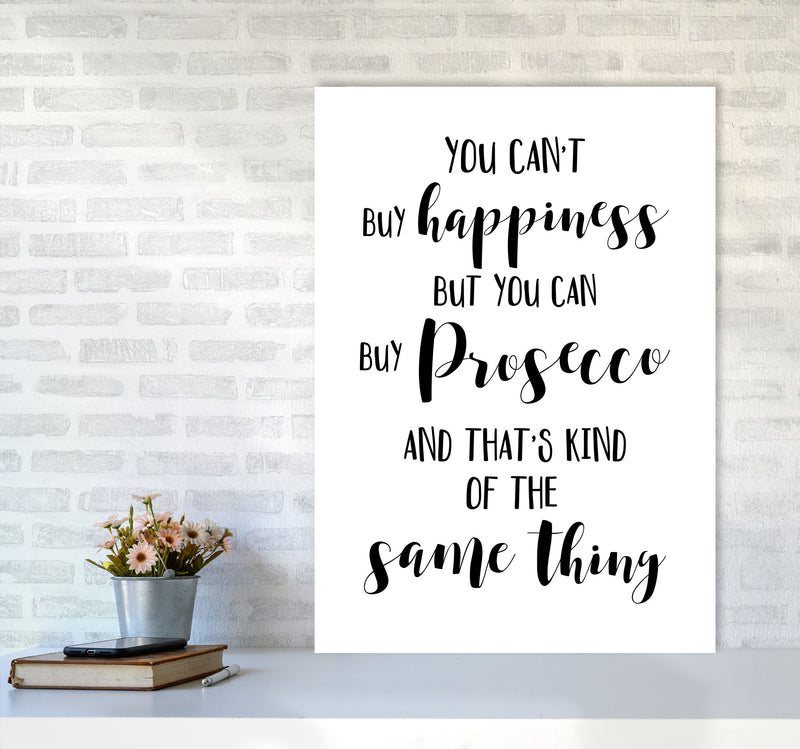 Happiness Is Prosecco Modern Print, Framed Kitchen Wall Art A1 Black Frame