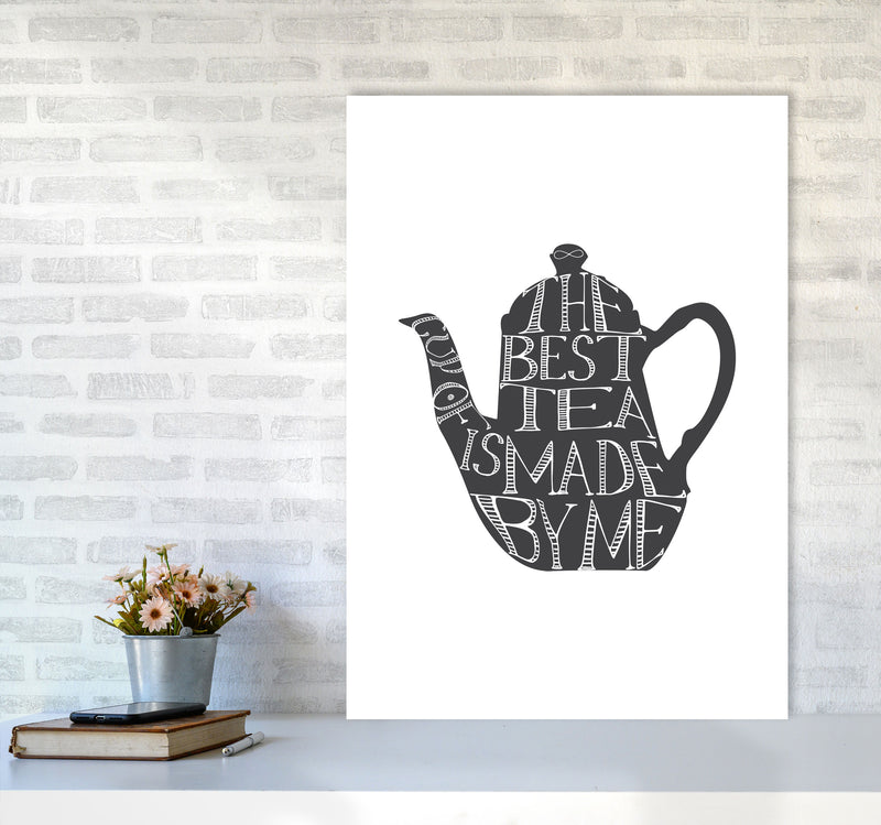 Tea Pot Portrait Modern Print, Framed Kitchen Wall Art A1 Black Frame