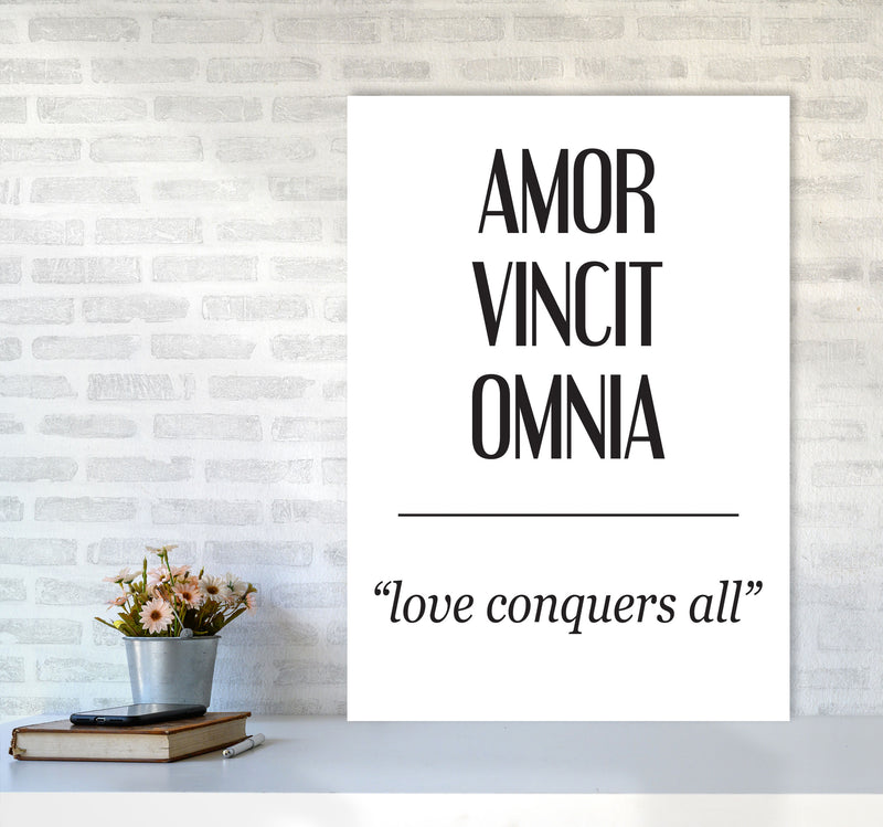 Amor Vincit Omnia Framed Typography Wall Art Print A1 Black Frame