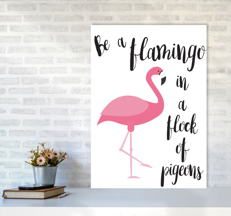 Be A Flamingo In A Flock Of Pigeons Framed Typography Wall Art Print A1 Black Frame
