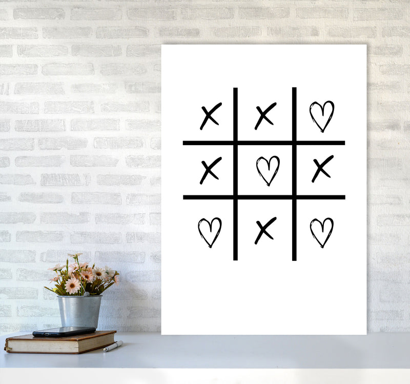 Hearts And Crosses Modern Print A1 Black Frame
