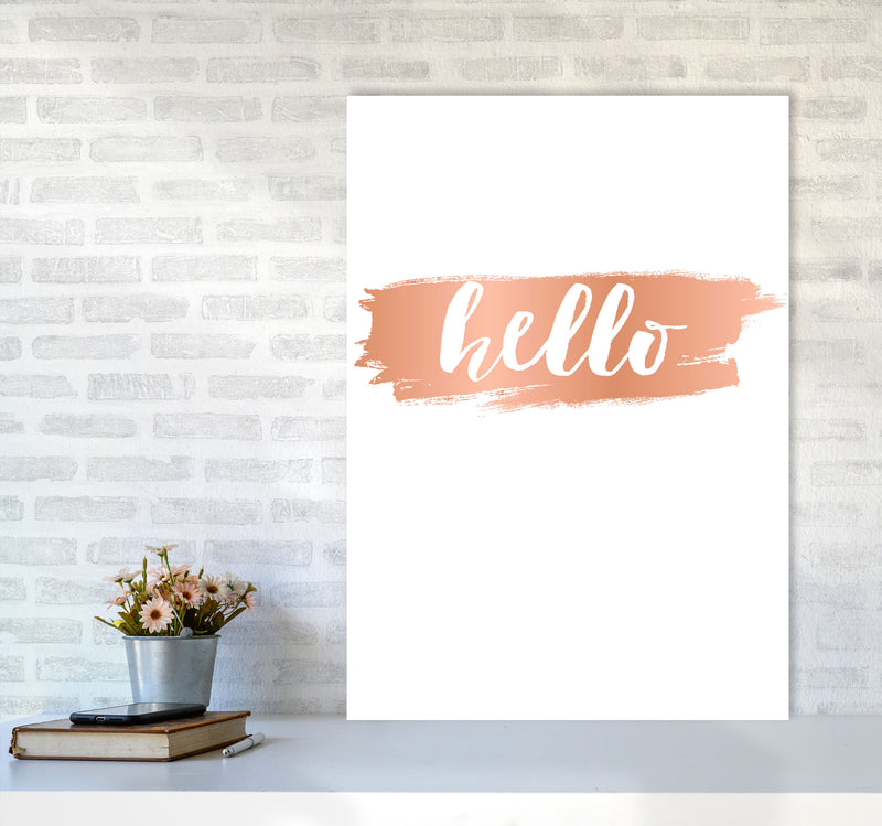 Hello Rose Gold Framed Typography Wall Art Print A1 Black Frame