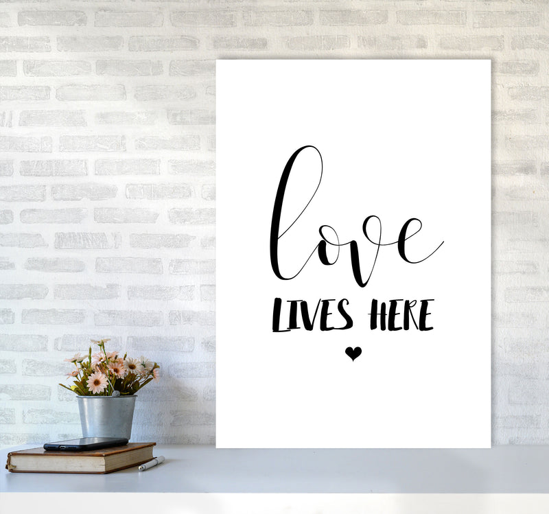 Love Lives Here Framed Typography Wall Art Print A1 Black Frame