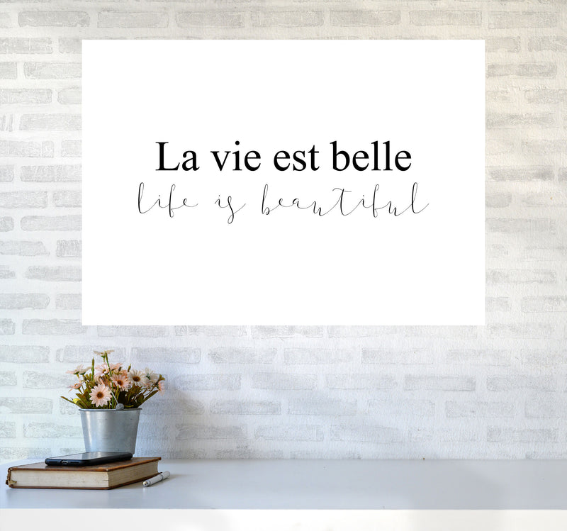 La Vie Est Belle Framed Typography Wall Art Print A1 Black Frame