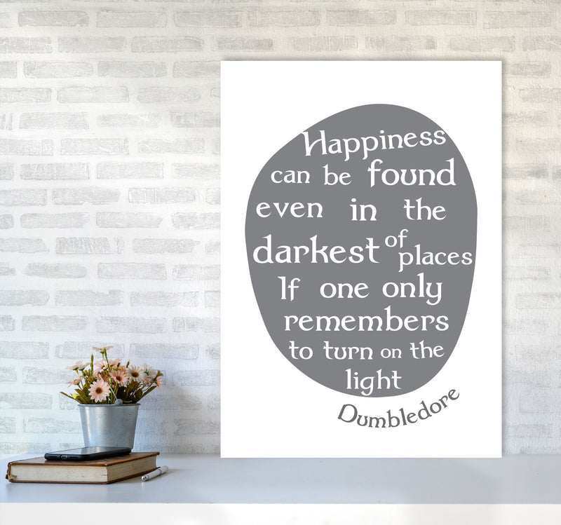 Happiness, Dumbledore Quote Framed Typography Wall Art Print A1 Black Frame