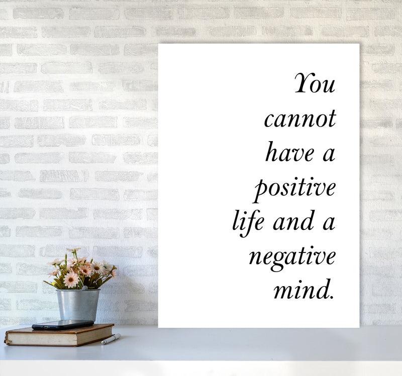 Positive Life, Negative Mind Framed Typography Wall Art Print A1 Black Frame